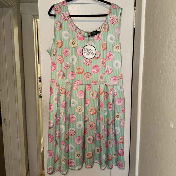 Dolly & Dotty - Amanda Mint Striped Donut Tea Dress (Size US 16/UK 20) - Picture 2 of 4